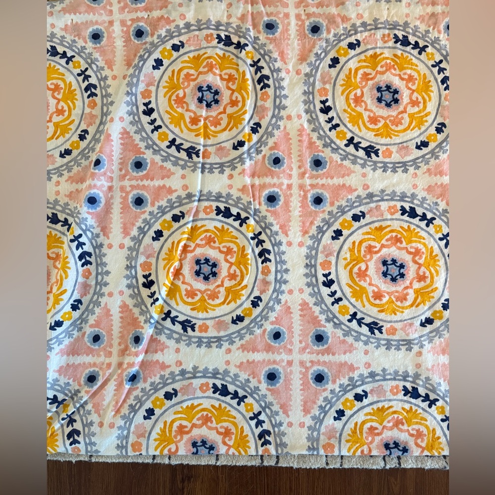 Anthropologie Orange and Blue Patterned Shower Curtain - Picture 3 of 5